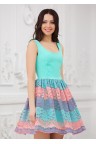 Короткое ментоловое платье с пышной кружевной юбкой Scialle